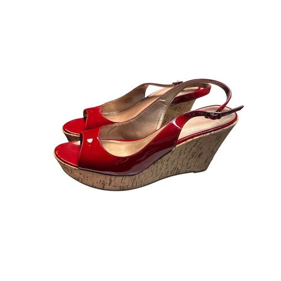 MARC FISHER DARK RED PATENT SANDALS 7.5 - Picture 3 of 5